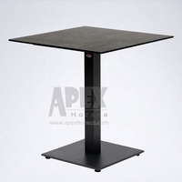 Table de Table ronde en résine, 1 pièce, composite hpl, Base en marbre et Marquina, noir