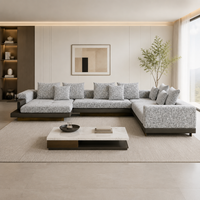 Canapé modulaire en tissu en forme de L moderne avec chaise longue et table d'appoint, rembourrage en éponge écologique, pour appartement et hôtel