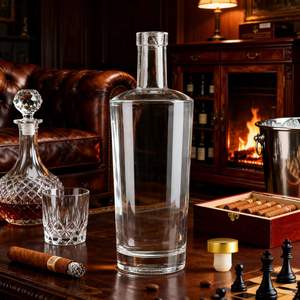 Botella de Vidrio Cilíndrica de <span class=keywords><strong>750</strong></span> ml Personalizada de Fábrica con Tapón de Goma y <span class=keywords><strong>Sello</strong></span> Dorado para Licores Premium (Vodka, Whisky, Tequila) - Product Image 6