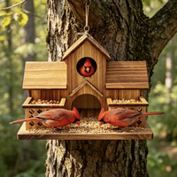Mangeoire à oiseaux en bois massif pour le commerce extérieur, mangeoire suspendue d'extérieur de style pastoral, ornement statue style villa