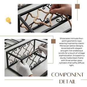 Suspension rectangulaire de haute qualité en corde marocaine, 3 lumières, pour îlot de cuisine, certifiée BSMI, avec cordon réglable de 80 cm - Product Image 2
