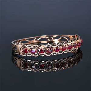 SGARIT Drop Shipping Luxury Fine Gemstone Jewelry 3ct Pigeon Blood Red Natural Ruby 18k <strong>Rose</strong> <strong>Gold</strong> <strong>Bangles</strong> Women - Product Image 4
