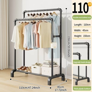 Giá để quần áo đứng sàn bằng kim loại thiết kế mới với đế PP, trong nhà/ngoài trời, chống gỉ, hai thanh treo, giá phơi quần áo - Product Image 4