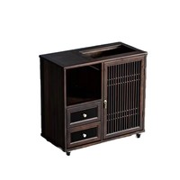 Table basse moderne en bois de wengé, petite et portable, pour salon, avec bouilloire intégrée et buffet