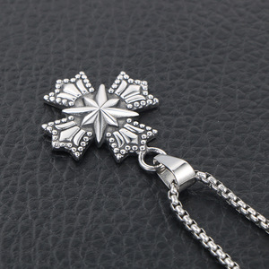 Collar con colgante de estrella de seis puntas con forma de copo de nieve, cadena de suéter de acero de titanio para hombres y mujeres, accesorio de regalo SP809 - Product Image 2