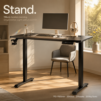 Bureau électrique réglable en hauteur AOR pour télétravail, en bois MDF, avec structure métallique, montage facile, vente en gros usine