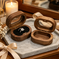 Boîte d'emballage pour bijoux en bois de noyer massif, boîte cadeau en bois pour boucles d'oreilles et bagues, pour le rangement et l'emballage de bijoux