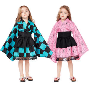Costume di Halloween più Popolare, Abbigliamento Anime <span class=keywords><strong>Demon</strong></span> <span class=keywords><strong>Slayer</strong></span>, Nuovo Design Kimono Diviso Kamado Nezuko per Bambine - Product Image 1