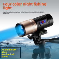 Lampe de pêche super lumineuse rechargeable par USB, portée d'éclairage de 200-500 m, en alliage d'aluminium, affichage couleur, zoom, étanche