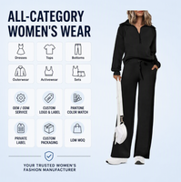 Ensemble deux pièces personnalisé pour femme : pull demi-zip et pantalon large, tenue décontractée, survêtement oversize, marque privée disponible