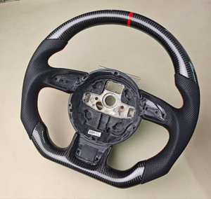 Avec bouton de démarrage <span class=keywords><strong>S</strong></span>-<span class=keywords><strong>Line</strong></span> LED Volant en fibre de carbone forgé pour <span class=keywords><strong>Audi</strong></span> R8 TTRS C6 C7 S7 S4 A4 B8 RS3 SQ5 S5 B9 A6 C8 A3 - Product Image 2