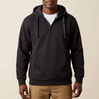 Vente en gros de sweats à capuche et pulls molletonnés pour hommes, personnalisables avec logo, vierges, en molleton épais, avec cordon de serrage et demi-zip