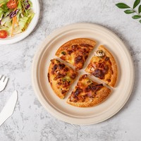 Assiette jetable compostable en pulpe de canne à sucre biodégradable multi-tailles sans PFAS de 9 pouces pour les fêtes