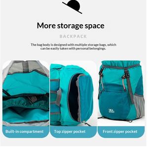 Sac à dos <span class=keywords><strong>de</strong></span> voyage pliable ultra-léger 35L en nylon <span class=keywords><strong>avec</strong></span> fermeture éclair, multifonctionnel pour la randonnée et l'escalade en extérieur, vente en gros - Product Image 3