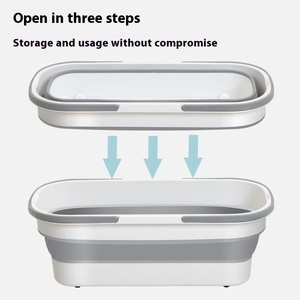 Seau pliant portable pour vadrouille domestique grande poulie rectangulaire en silicone pour le stockage transfrontalier en matière plastique - Product Image 3