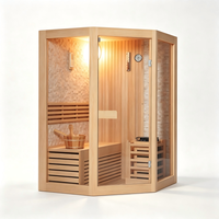 Cabine de sauna carrée en bois de pruche massif avec verre trempé de 8 mm, spacieuse pour 4 personnes, idéale pour la maison ou la salle de sport