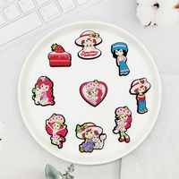 HY Wholesale Cartoon New Design Soft PVC Cheap Strawberry Shortcake Girl Shoe Charms Decorations Buckle for Rubber Clog Charms