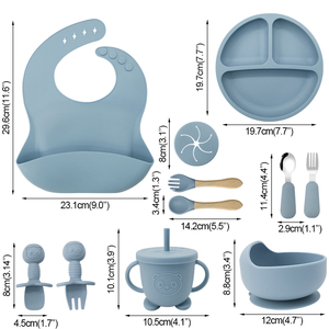 Juego de Platos y Cubiertos de Silicona de Grado Alimenticio, Libres de BPA, con Plato de Succión, Tenedor y Cuchara para Bebés, Diseño Minimalista Personalizado - Product Image 2