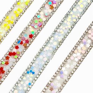 QIAO autoadesivo Hotfix strass Patch strass in vetro striscia di strass adesivi <span class=keywords><strong>Applique</strong></span> per decorazioni di abbigliamento fai da te - Product Image 5