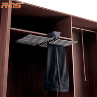 Porte-pantalon coulissant RMS à fixation supérieure, fermeture douce, gris/orange, pour armoire, antidérapant, revêtement en velours, double amortisseur