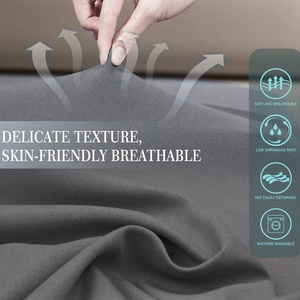 Bộ ga trải giường 4 món chất liệu microfiber màu xám nhạt, bán chạy nhất của nhà sản xuất, giá rẻ - Product Image 2