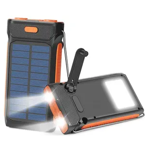 PD22.5W 10000mAh impermeável emergência Solar carregador mão manivela exterior viagem Power Bank com luz LED