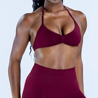 GH Vente en gros usine : Haut de sport sans couture, très élastique, col en V, dos nu, pour yoga, gym et entraînement, pour femme, avec logo personnalisé, soutien-gorge de yoga