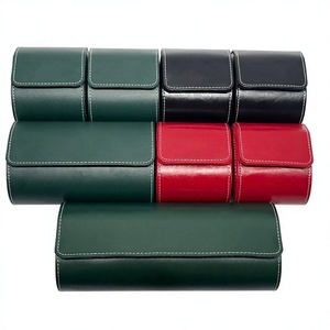 Boîtes et étuis à montres de voyage de luxe vertes à 2 emplacements, directement de l'usine, avec logo, et étui de rangement portable pour montres à 3 emplacements pour les voyages - Product Image 6