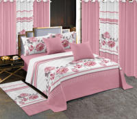 Fournisseur d'usine, personnalisation disponible, ensemble de draps de lit 13 pièces avec rideaux, motifs imprimés, équipe professionnelle, service 24h/24