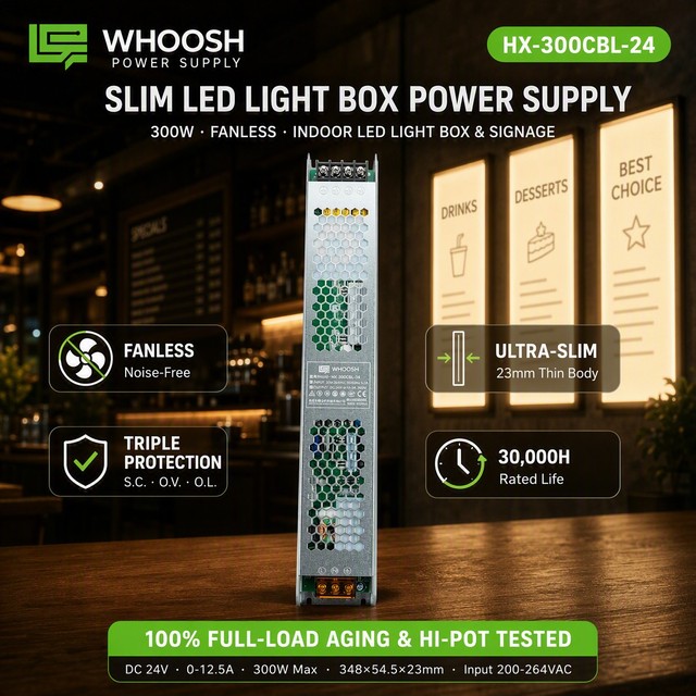 300W Ultra Thin LED Driver 12V 24V No Flicker Slim Power Supply for Supermarket Display Mall Light Box