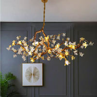 Lustre suspendu LED moderne de luxe en cuivre doré, design branche d'arbre, hauteur réglable, personnalisable, pour salon et villa