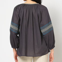 Blouse tricotée et tissée imprimée décontractée style vintage moderne pour femme, col rond, manches longues, coupe droite, séchage rapide