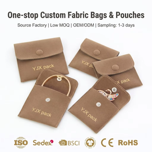 Bolsa de Joyería de Gamuza con Botón y Logotipo Personalizado, Bolsa Pequeña de Microfibra con Cierre de Solapa, Mini Bolsa para Joyas, Almacenamiento de Viaje, Regalo para YJX - Product Image 1