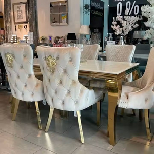 Italian Furniture <strong>Luxury</strong> <strong>Dining</strong> Table <strong>Set</strong> 4 <strong>6</strong> 8 <strong>Chairs</strong> Restaurant <strong>Dining</strong> Table and <strong>Chair</strong> <strong>Set</strong> Stainless Steel Marble <strong>Dining</strong> Table - Product Image 4