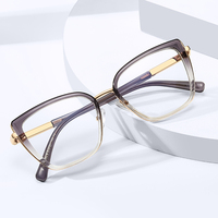 Lunettes anti-lumière bleue MS 97833 pour femmes, monture géométrique TR+Métal, branches tendance gaufrées, monture polie, lunettes polyvalentes
