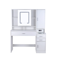 Miroir mobile blanc haute performance avec éclairage et 3 modes de couleur, coiffeuse avec tiroirs pour chambre à coucher