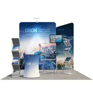 Easy-To-Install Custom Tension Fabric Ceiling Banner Counter Pop Up Backdrop Exhibition Booth Trade Show Equipment Display Stand