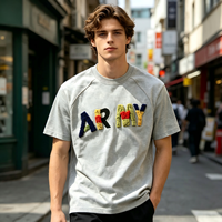 T-shirt en coton épais personnalisé pour homme, broderie chenille couleur, streetwear, coupe oversize, logo personnalisé, vente en gros