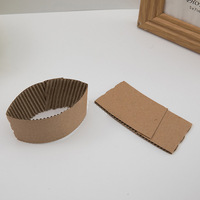 Fundas desechables biodegradables para taza de café, fundas de papel Kraft corrugado, mampara de 10oz, 12oz, 16oz, 2