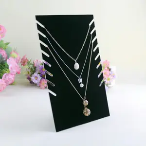 Jewelry Display Rack Cardboard Black Velvet Elegant Folding Chain Holder Necklace Displays Stand