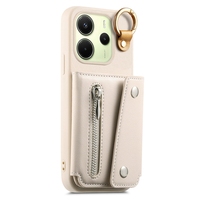 Étui de téléphone portefeuille antichoc pour Xiaomi 15 Pro/Redmi Note 14/Note 14 Pro Plus/K80 avec fentes pour fermeture éclair