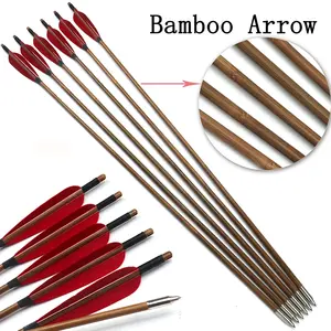 12Pcs High Quality Bamboo Arrows For Traditional Bow Archery Hunting Shooting Outdoor