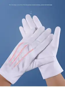 Premium Quality Elastic Pure White School Etiquette Ceremonial Work Cotton Hand Gloves For Honor Guard Parade