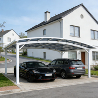 Elegante Cochera de Aluminio para Automóvil, Diseño Moderno, Cubierta Impermeable con Techo de Policarbonato Anti-UV