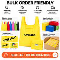 Sacs de courses en polyester 210D avec logo personnalisé, pliables, réutilisables, pour événements promotionnels, cadeaux en gros