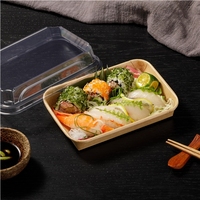 Boîtes à sushi pour la restauration rapide, boîtes en papier kraft personnalisées avec couvercle, plateaux de service alimentaire portables pour pique-nique et livraison