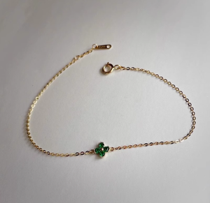 <span class=keywords><strong>Pulsera</strong></span> de <span class=keywords><strong>oro</strong></span> puro de 14 quilates para mujer, Simple a la moda para el uso diario, <span class=keywords><strong>pulsera</strong></span> de <span class=keywords><strong>oro</strong></span> con flor verde, <span class=keywords><strong>pulsera</strong></span> de <span class=keywords><strong>oro</strong></span> puro de trébol - Product Image 5