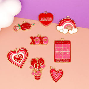 Dudak Şeklinde Sıcak Hava Balonu Buketi DIY Sevgililer Günü Aşk Gökkuşağı Alaşımlı Yağ Damlası Çanta Süsleri Kalp Balon Şekilleri Karışık Kolye Ucu - Product Image 4