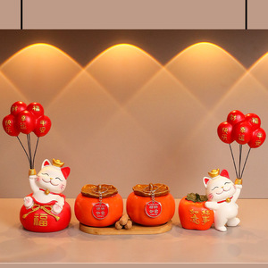 Adorno de Gato de la Suerte de Resina, Juego de Varias Piezas, Decoración Feng Shui para el Año Nuevo Chino, Regalo para la Sala de Estar o Escritorio - Product Image 1