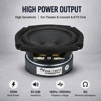 Haut-parleur large bande 4,5 pouces ZHL-T4013 50W 100W de crête 8 ohms, composant audio professionnel pour colonne, plafond et sonorisation